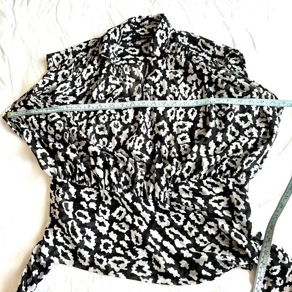 The Kooples Panther Wrap Top in Black & White - Picture 8 of 10